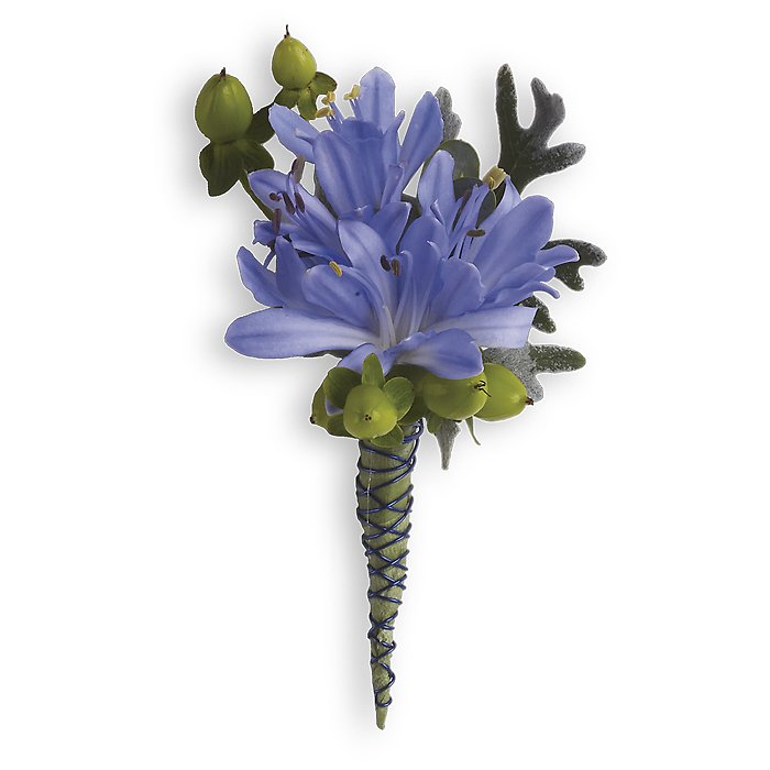 Bold and Blue Boutonniere