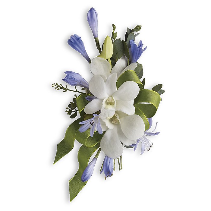 Blue and White Elegance Corsage